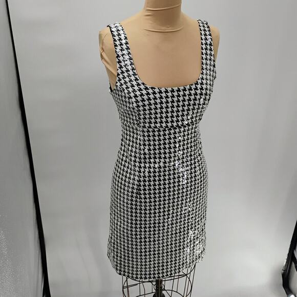Bailey Embellished Houndstooth Knit Mini Dress sequin texture checkered mini - Picture 4 of 16